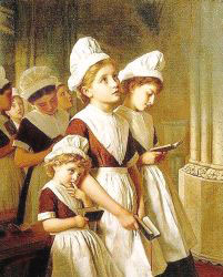 Young Girls At Prayer In The Chapel