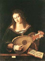 Woman Playing A Lute