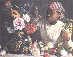 African Woman With Peonies