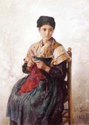 Young Woman Knitting