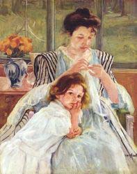 Young Mother Sewing