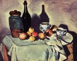 Still Life - Pots, Bottle, Cup And Fruit