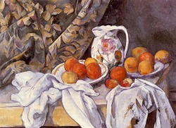 Still Life With Curtain And Flowered Pitcher