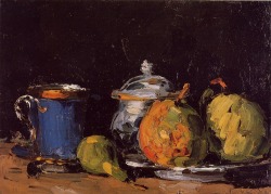 Sugar Bowl, Pears And Blue Cup