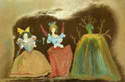 Three Female Figures In Festive Gowns (1981)