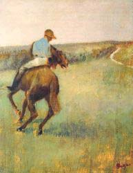 Jockey In Blue On A Chestnut Horse