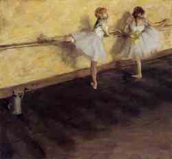 Dancers Practicing At The Barre