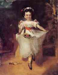 Little Girl Carrying Flowers In Her Apron