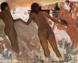 Peasant Girls Bathing In The Sea At Dusk