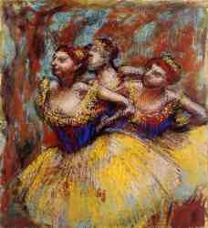 Three Dancers - Yellow Skirts - Blue Blouses
