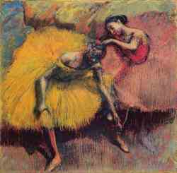 Two Dancers In Yellow And Pink