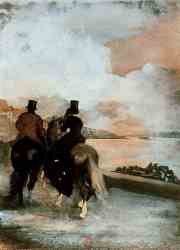 Two Riders By A Lake