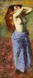 Woman In A Blue Dressing Gown - Torso Exposed