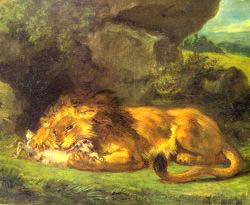 Lion With A Rabbit