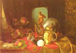 Still Life With Fruit, Objets D’Art And A White Rose On A Table