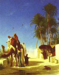 Camel Drivers Drinking From The Wells