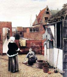 Woman And Maid In A Courtyard