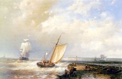 A Dutch Pink Heading Out To Sea - With Shipping Beyond