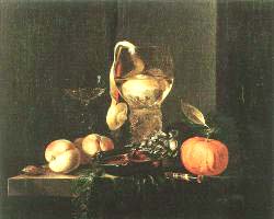 Still’Life With Silver Bowl Glasses And Fruit