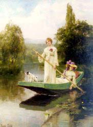 Two Ladies Punting On The River