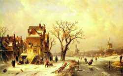 Skaters In A Frozen Winter Landscape