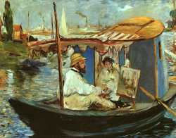 Claude Monet Working On His Boat In Argenteuil