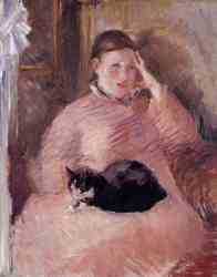 Woman With A Cat - Portrait Of Madame Manet