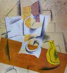 Composition - Bowl Of Fruit And Sliced Pear