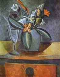 Flowers In A Grey Jug And Wine-Glass With Spoon