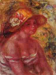 Bust Of A Young Girl Wearing A Straw Hat