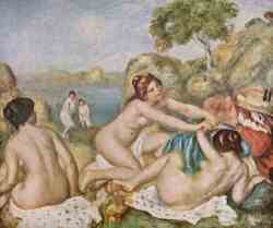 Three Young Girls Bathing With A Crab