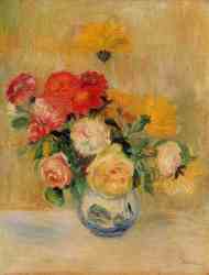 Vase Of Roses And Dahlias
