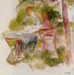 Woman And Child In A Garden (Sketch)