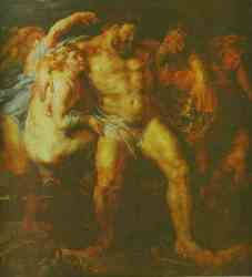 Hercules Drunk Being Led Away By A Nymph And A Satyr