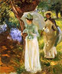 Two Girls With Parasols At Fladbury