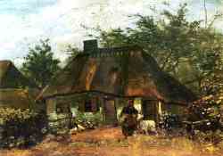 Cottage And Woman With Goat