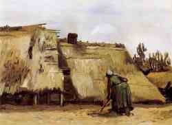 Cottage With Woman Digging