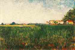 Farmhouses In A Wheat Field Near Arles