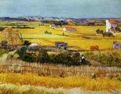 Harvest At La Crau - With Montmaiour In The Background