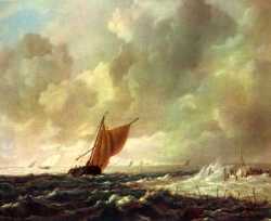 Stormy Sea With Sailing Boats