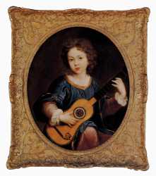 A Young Girl Playing A Guitar - Pierre Mignard