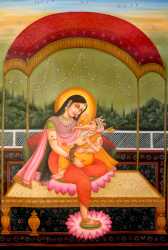 Baby Ganesha In The Lap Of Mother Parvati