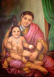 Krishna In The Lap Of Mother