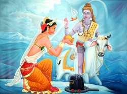 Lord Shiva Blessing Parvati Worshipping The Shiva