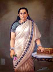 Portrait Of A Lady In Ivory Sari