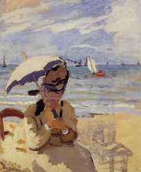 Camille Sitting On The Beach At Trouville - 1870