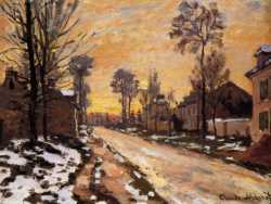 Road At Louveciennes - Melting Snow - Sunset