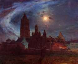 The Bourg-de-Batz Church Under The Moon