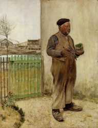 Man Having Just Painted His Fence