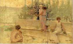 Three Figures In An Italian Garden